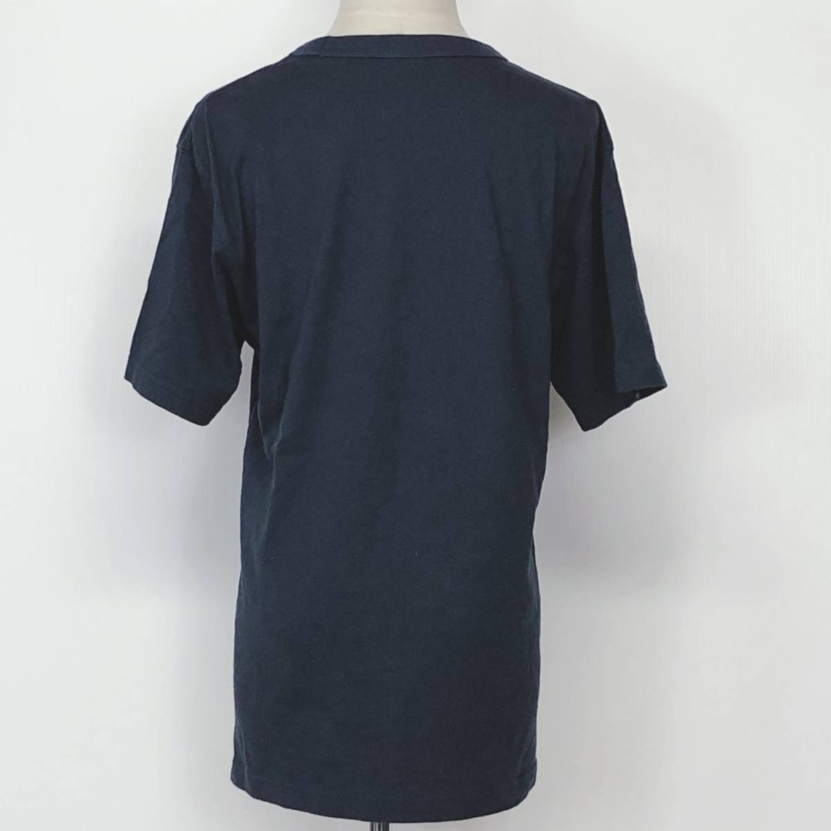 X432 UNIQLO（ユニクロ）レディース トップスTシャツ 半袖 厚手 Sサイズ ネイビー 紺 無地 綿100% シンプル 夏 スポーティチックスタイル_画像3