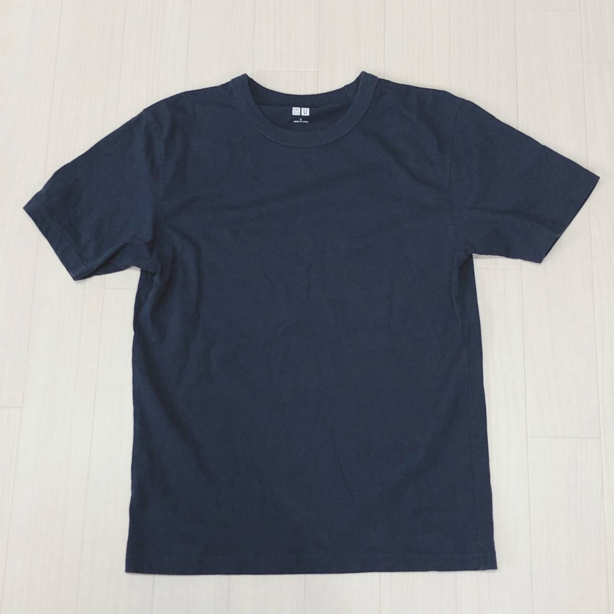 X432 UNIQLO（ユニクロ）レディース トップスTシャツ 半袖 厚手 Sサイズ ネイビー 紺 無地 綿100% シンプル 夏 スポーティチックスタイル_画像6