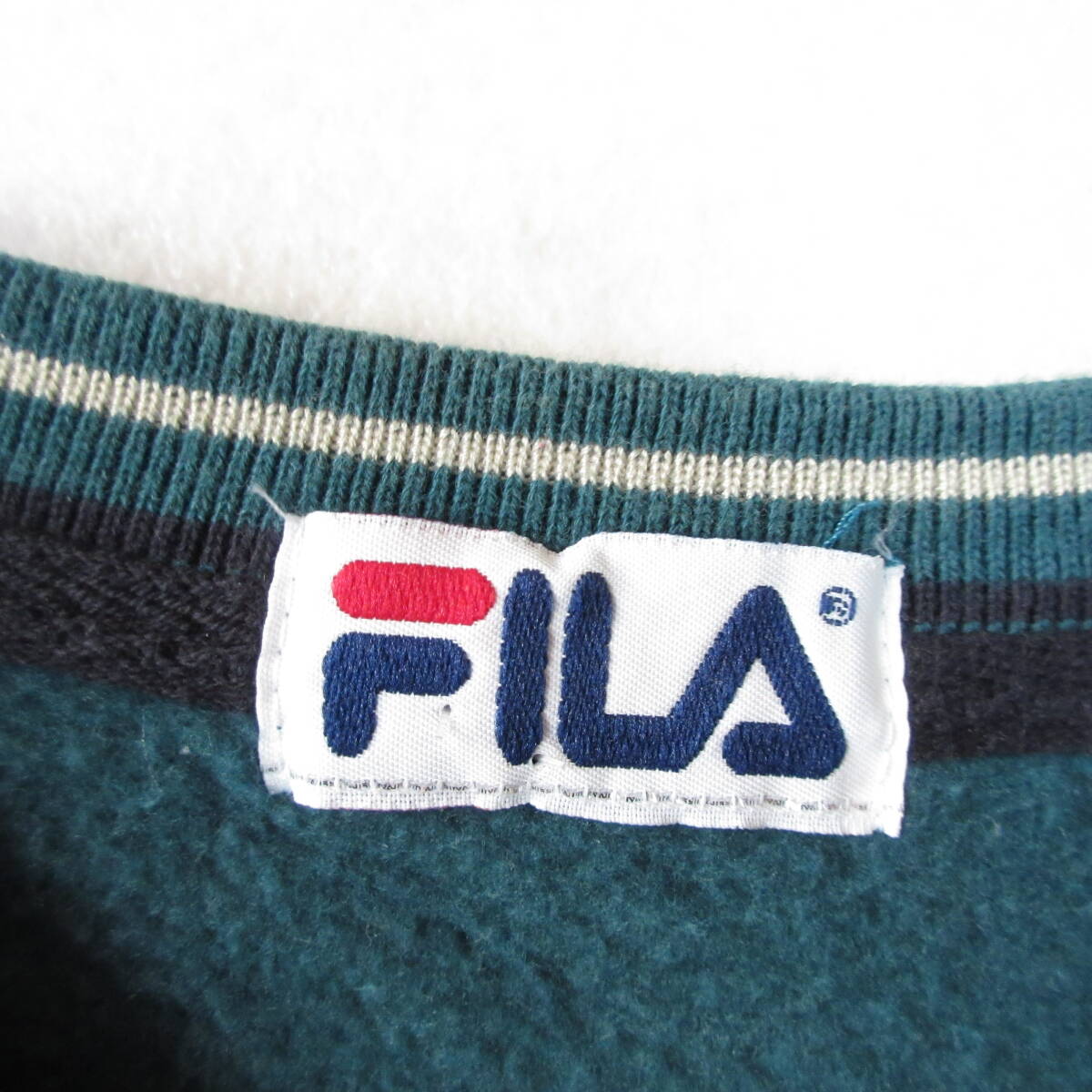 0 хорошая вещь 90s FILA filler *USA производства тренировочный футболка вышивка Logo 90 годы Vintage * женский зеленый L размер 