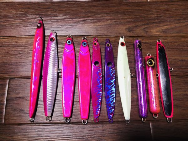 【美品】太刀魚　タチウオ用ジグ　10本セット　ピンク、パープル系_画像1