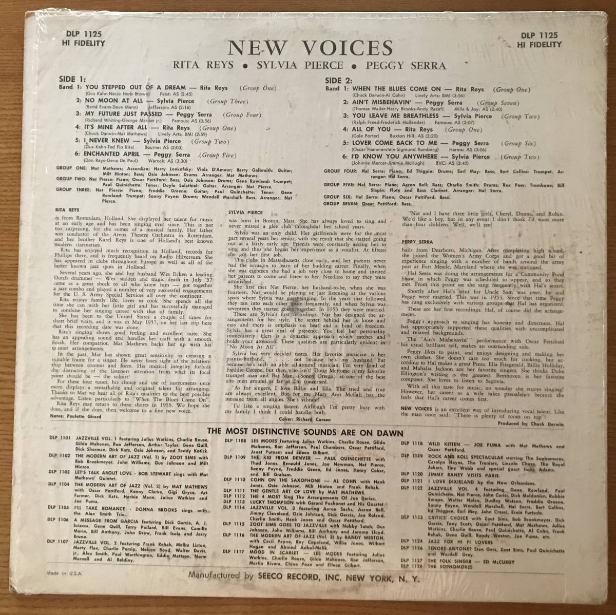 NEW VOICES / RITA REYS・SYLVIA PIERCE・PEGGY SERRA　 DAWN　DLP1125 original盤　美盤_画像2