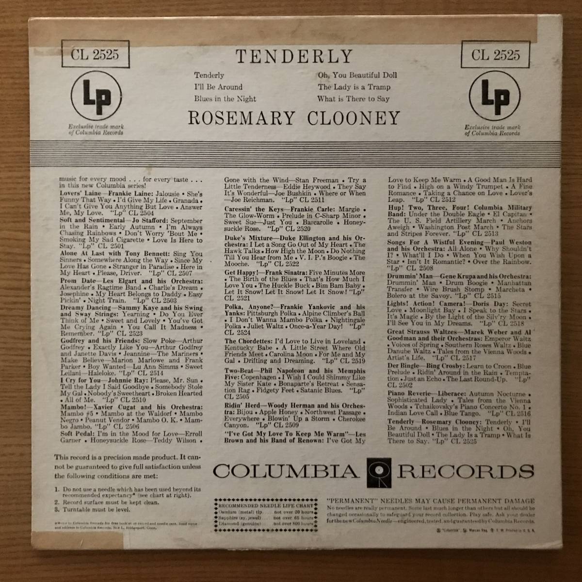 Tenderly / ROSEMARY CLOONEY　　Columbia CL2525 10inch original盤　美盤　_画像2