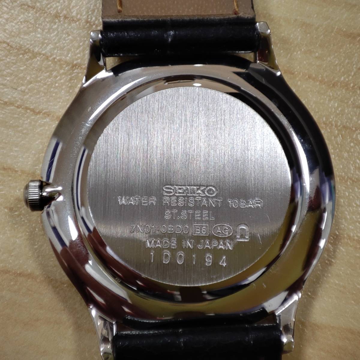 箱付美品 SEIKO セイコー SPIRIT スピリット メンズ QZ 電池交換済 三針 レザーベルト 黒 SCDP027 7N01-0BD0 フォーマル_画像6