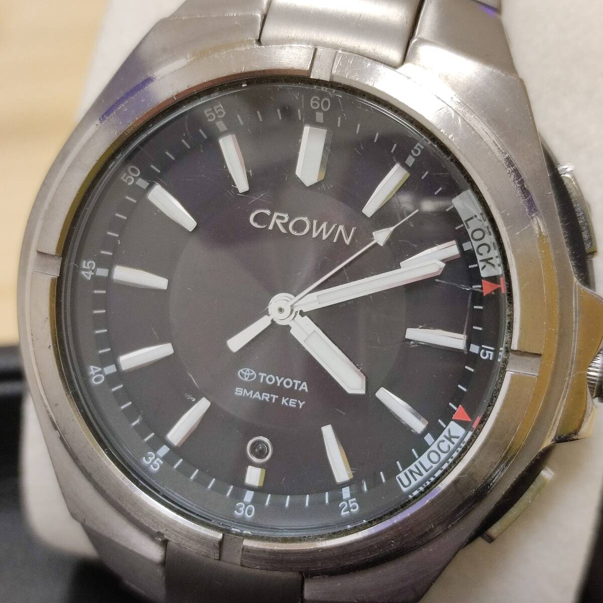 TOYOTA CROWN SMART KEY GN-4-S W830-T008216Y 腕時計 稼働品 ブラック文字盤 トヨタ クラウン スマートキー_画像1