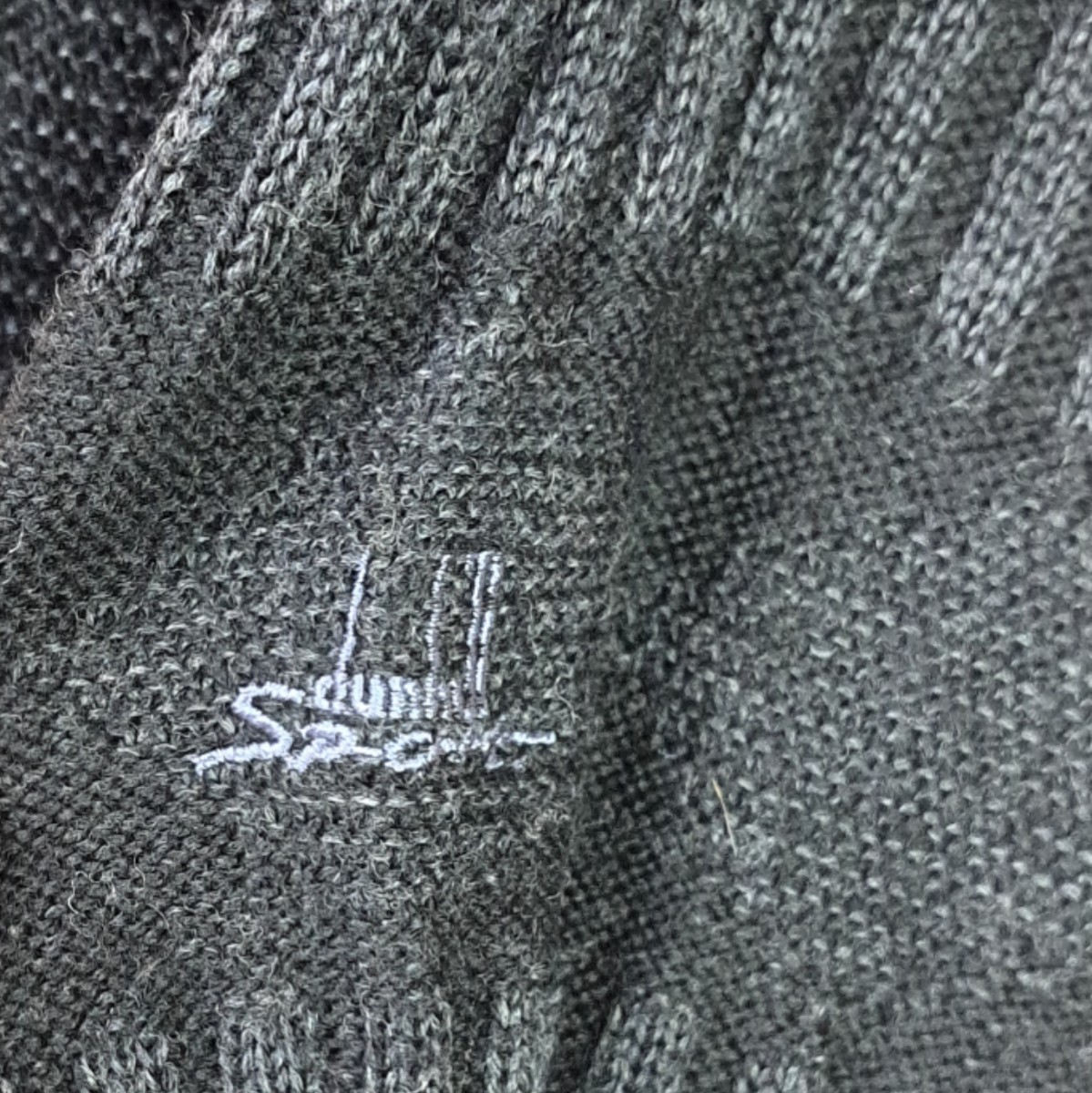 dunhill ダンヒル　アーガイル柄　ケーブル編み　クルーネック　ウール　ニット　セーター　オーバーサイズ　L　ブラック　黒_画像5