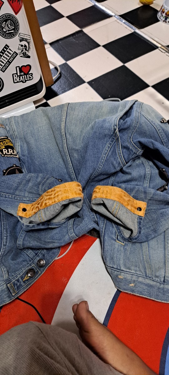 1スタ roen jeans ロエンジーンズ スタッズ ワッペン デニムジャケット ジージャン  Ｍ レオパード Gジャンの画像4