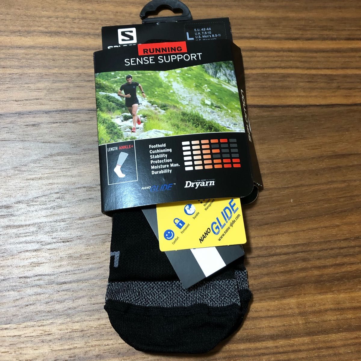 SALOMON サロモン ランニングソックス センスサポート ブラック&グレー ユニセックスL 新品