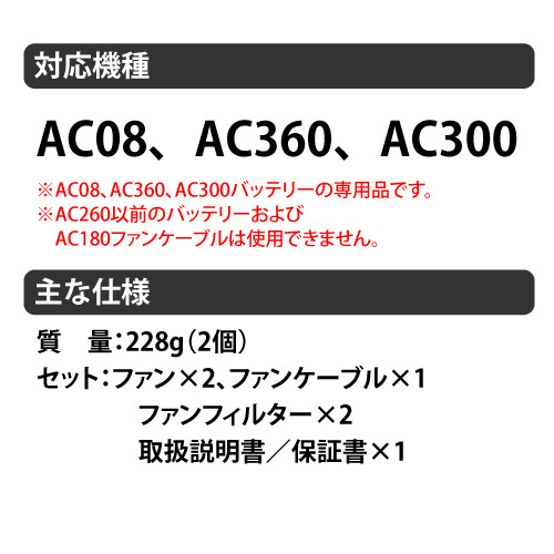 バートル エアークラフト 2024 ファン 【 AC08-1 】ファンユニット ●ブラック● 防水仕様 エアークラフト商品専用_画像4