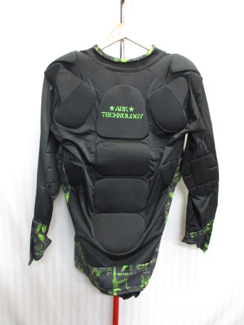 ARK　プロテクタージャケット　メンズL　黒緑　スノーボードインナーシャツ　アンダーシャツ　スキー プロテクターパット入りインナー02143_画像6