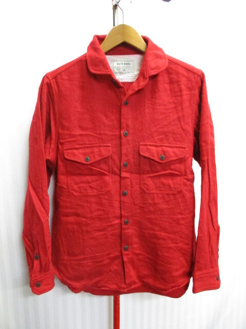 KATO’　カトー　ウールシャツ　SIZE M　赤　CPO　ラウンドカラーシャツ　ウールジャケット　アンカー柄ボタン使用ウールコート　02233_画像1