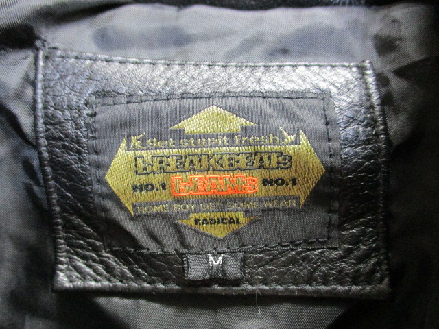 BEAMS × BREAK BEATS ビームス ブレイクビーツ　リアルレザー使用ダウンジャケット　メンズM　黒 牛革ダウンコート ダウンジャンパー02016_画像2