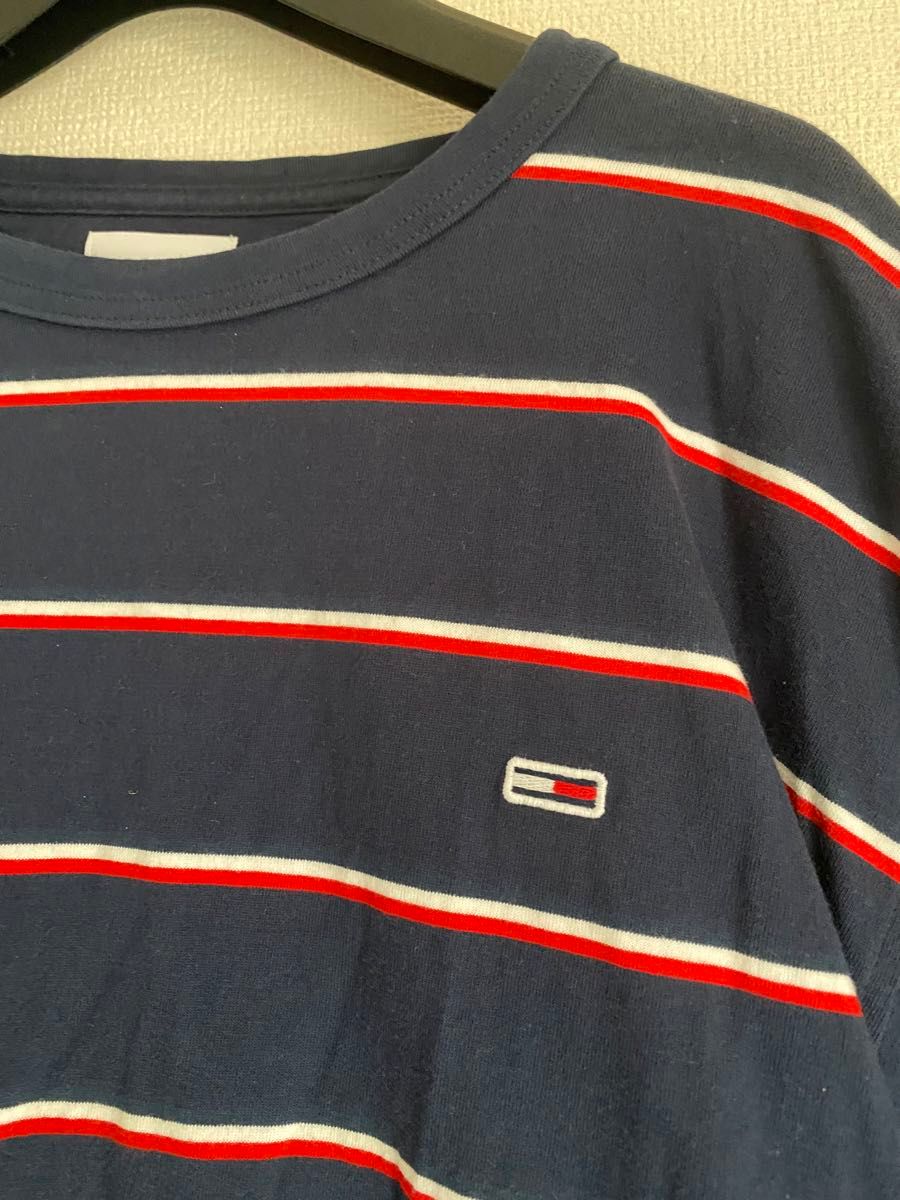 TOMMY JEANS  ロンT ボーダー 長袖Tシャツ ネイビー 古着 即日発送