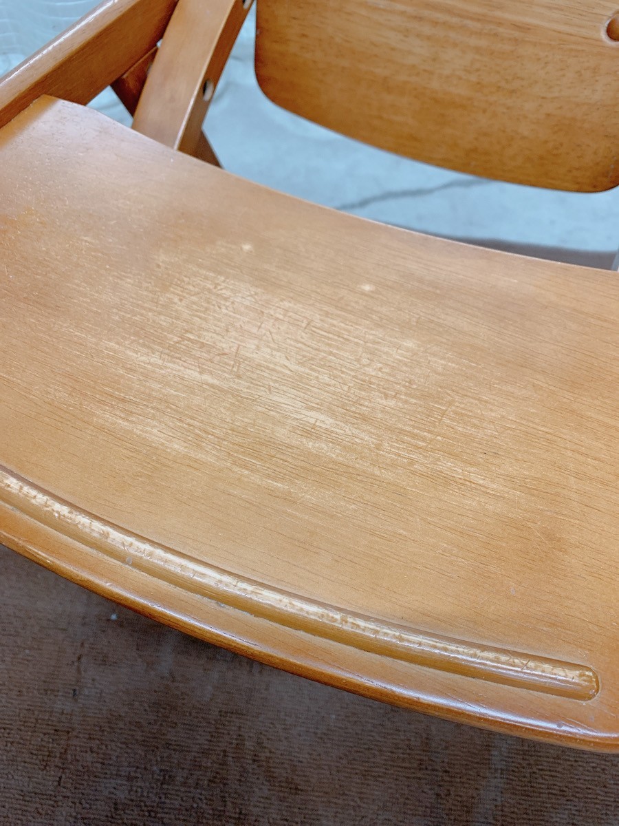 中古 大和屋 ベビーチェア アーチ木製ローチェア 子供椅子 ローチェア 木製 テーブル付 折りたたみチェア 引取歓迎 茨城 240214か1 E2 120の画像4