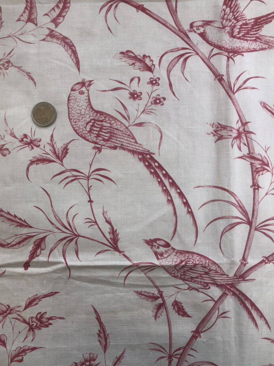 フランスアンティーク ヴィンテージ　豪華！toile de Jouy 花鳥風月　幅広レース付き！カーテン　目隠し　ドール　ハンドメイド　素材_画像6