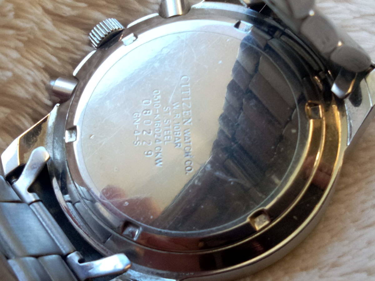 稼働品　CITIZEN　シチズン 0510　オルタナ　クロノグラフ　メンズ腕時計　スピードマスターデザイン　ブルー_画像6