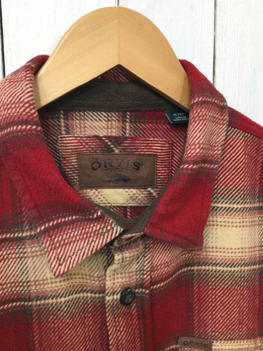 ORVIS オービス ヘビーネルシャツ ネルシャツ 厚手 コットン長袖シャツ 左右ポケット メンズXL 良品_画像3