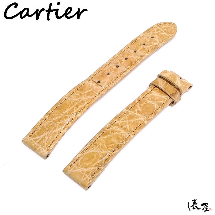 【カルティエ】純正ベルト 15.5mm 美品 ベージュ系 レザー 時計 Cartier 俵屋 PR50047_画像1