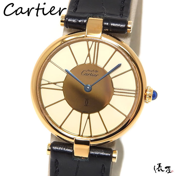 【カルティエ】マストヴァンドーム LM ゴールド 極美品 ラージサイズ メンズ 時計 ヴィンテージ Cartier Vendome 俵屋