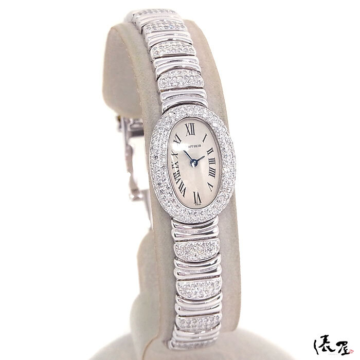 [ Cartier ] Mini Baignoire diamond breath WG превосходный товар половина diamond женский часы Cartier Baignoire. магазин 