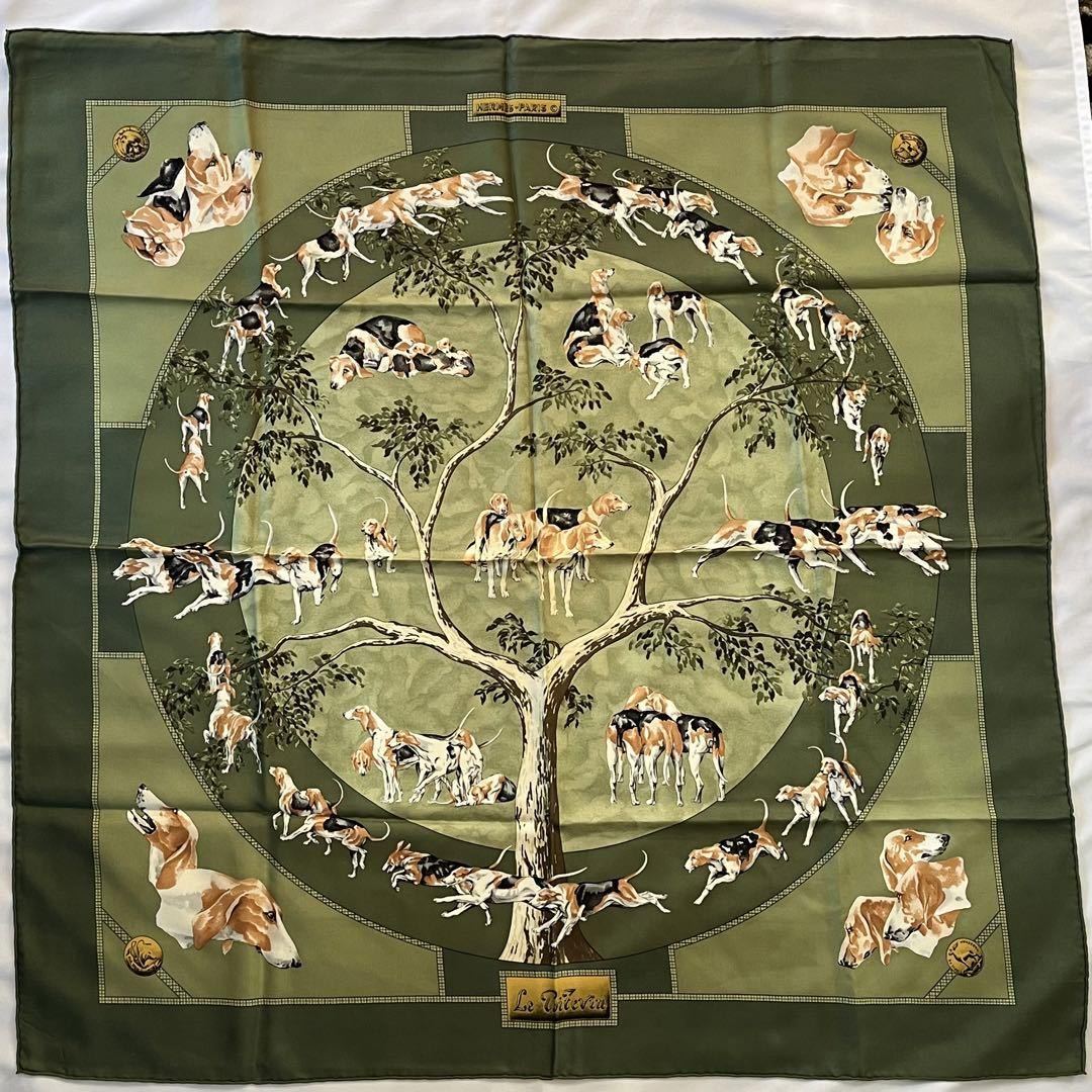 美品】HERMES エルメス カレ90 シルク スカーフ ヴィンテージ 犬 美品】HERMES エルメス カレ90 シルク スカーフ ヴィンテージ 犬