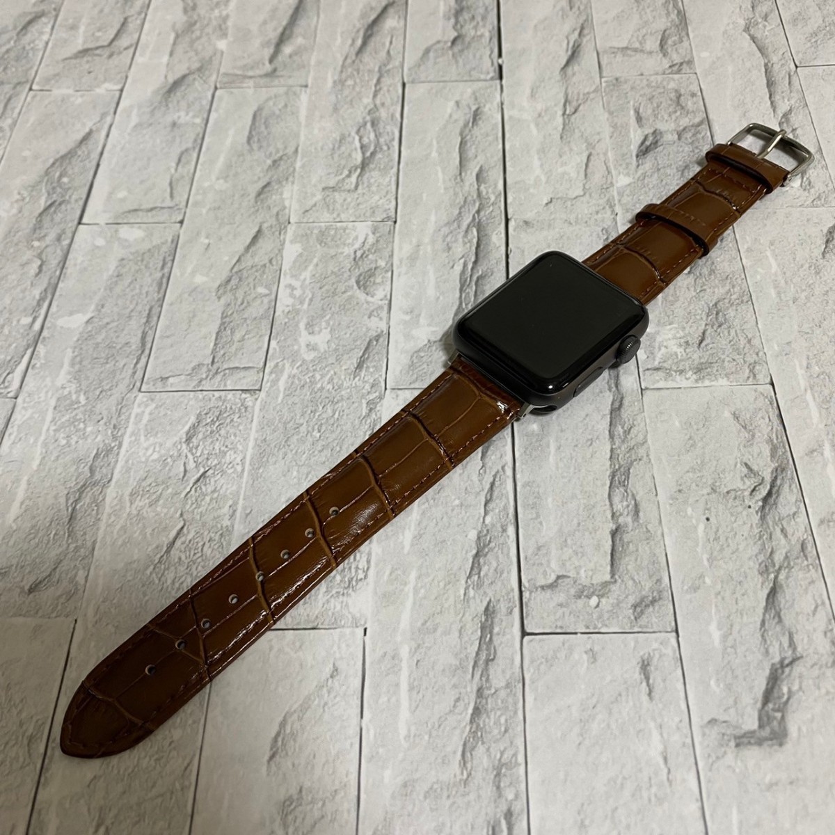 【2本セット】腕時計ベルト 交換用ベルト Apple Watch ベルト アップルウォッチウォッチリストバンド レザーベルト クロコ柄デザイン _画像3