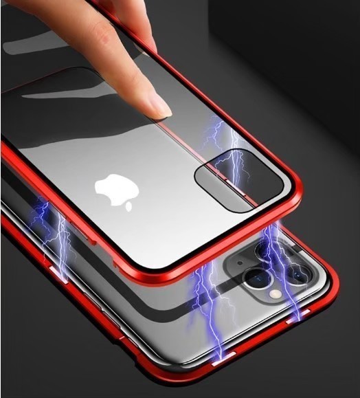 iPhoneケース レッド 両面ガラスケース スマホケース iPhone12pro iPhone12 マグネット付き 両開きカバー 両面ガード スマホケースの画像4