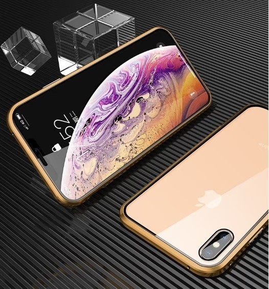 iPhoneケース ガラスケース iPhoneカバー 両面ガラス 全面カバー iPhoneXR 透明ケース クリアケース アイホンケース バンパーゴールド