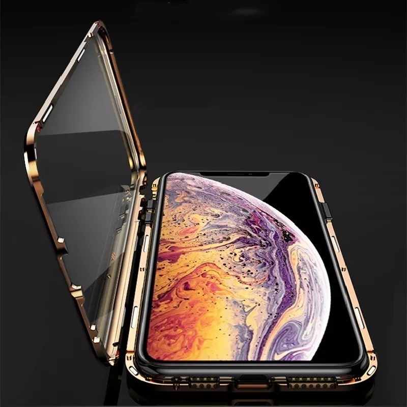 iPhoneケース ガラスケース iPhoneカバー 両面ガラス 全面カバー iPhoneXR 透明ケース クリアケース アイホンケース バンパーゴールドの画像5