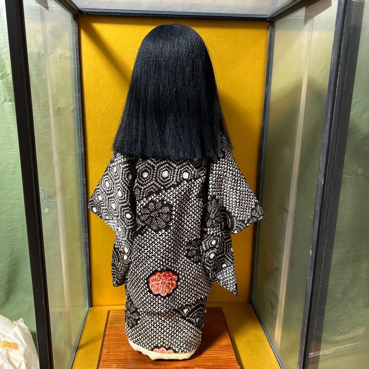【3487和と】 市松人形 日本人形 女の子 高さ約45cm 昭和時代　着物 ビスクドール レトロ　ガラスケース付き_画像5