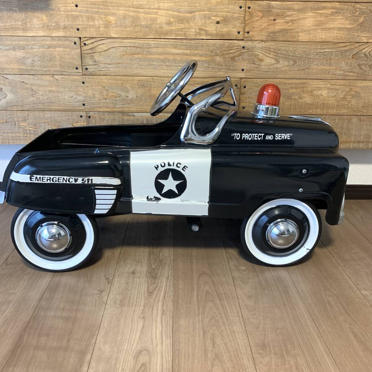  редкий retro педаль машина патрульная машина игрушка транспортное средство стальной 