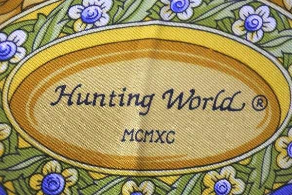 1円 ■極美品■ HUNTING WORLD ハンティングワールド シルク100% Carrousel Fantasy 大判 スカーフ ストール ショール ネイビー系 BF3694_画像4