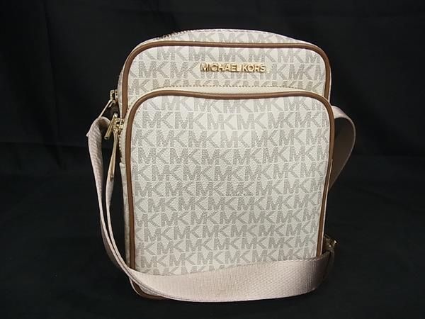 1円 ■新品同様■ MICHAEL KORS マイケルコース PVC クロスボディ ショルダーバッグ 斜め掛けかばん レディース ホワイト系 AT8199_画像1