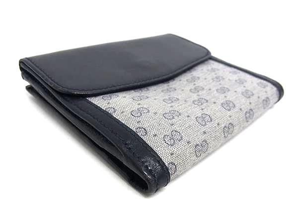 1円 ■美品■ GUCCI グッチ 035 904 8446 オールドグッチ ヴィンテージ マイクロGG PVC 二つ折り 財布 ウォレット ネイビー系 AW2101_画像2