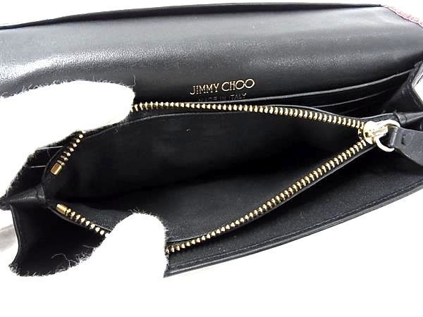 1円 ■美品■ JIMMY CHOO ジミーチュウ パイソン型押しレザー 二つ折り 長財布 ウォレット 小銭入れ 札入れ ワインレッド系 AU8560_画像5