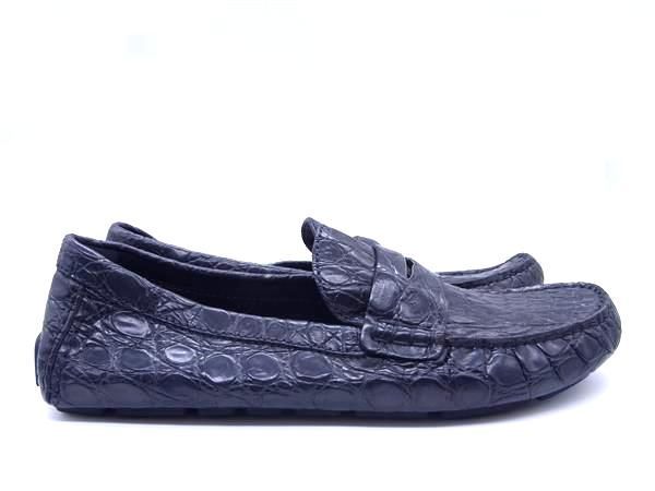 ■極上■本物■極美品■ LOUIS VUITTON ルイヴィトン クロコダイル ローファー サイズ 10 1/2 (約29.5cm) 靴 シューズ ネイビー系 BG6458_画像3