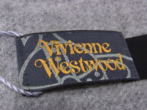 ■新品■未使用■ Vivienne Westwood ヴィヴィアンウエストウッド ウール100％ フリンジ マフラー レディース グレー系 AU7818_画像5