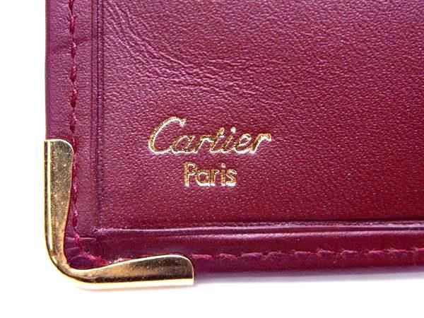 1円 ■美品■ Cartier カルティエ マストライン レザー 二つ折り 財布 ウォレット 札入れ 小銭入れ レディース メンズ ボルドー系 AT8515_画像6
