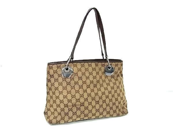 1円 ■美品■ GUCCI グッチ 120837 212792 GG柄 GGキャンバス ハンドバッグ ショルダーバッグ トート レディース ブラウン系 CC1959_画像1