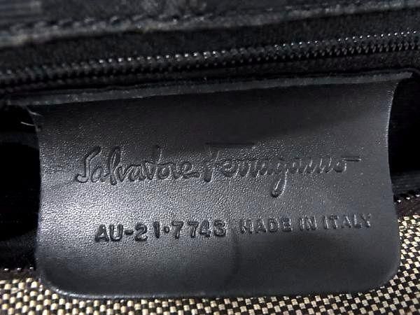 1円 ■美品■ Salvatore Ferragamo フェラガモ AU-21 7743 ヴァラ キャンバス×レザー ショルダーバッグ ブラウン系 AV5376_画像6