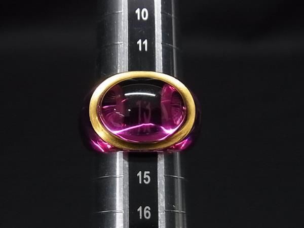 1円 ■美品■ Baccarat バカラ クリスタルガラス リング 指輪 アクセサリー 約13号 ピンク系 AU8327_画像3