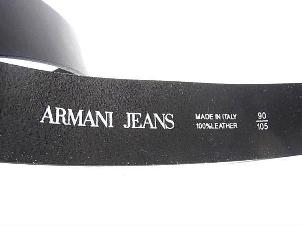 1円 ■美品■ ARMANI JEANS アルマーニジーンズ レザー ベルト 表記サイズ 95/105 メンズ ブラック系 AS8793_画像4