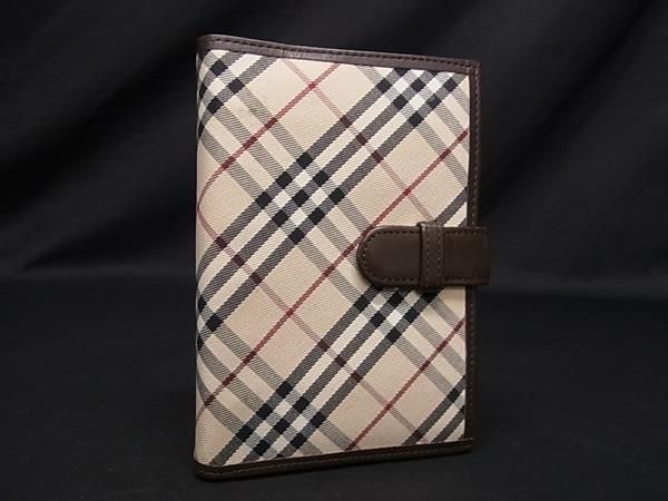 1円 ■美品■ BURBERRY バーバリー ノバチェック キャンバス 6穴式 手帳カバー スケジュール帳 ステーショナリー ベージュ系 AX1041_画像1