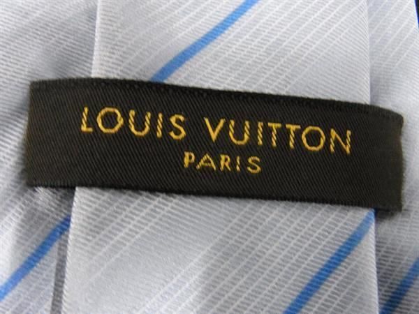 1円 LOUIS VUITTON ルイヴィトン シルク100% 総柄 ネクタイ ビジネス 紳士 メンズ ブルー系 BH1598_画像3