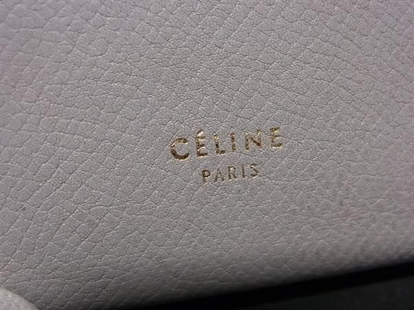 1円 CELINE セリーヌ ミディアム ストラップ レザー 二つ折り 財布 ウォレット レディース グレー系×グリーン系 AW2708_画像7