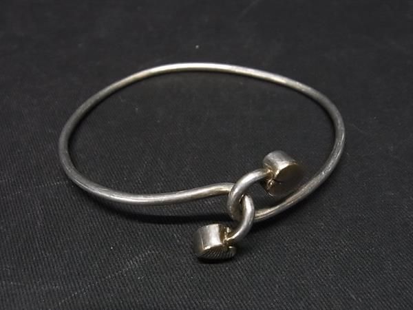 1円 TIFFANY＆Co ティファニー ダブルハート SV925×K18 750 18金 バングル ブレスレット アクセサリー レディース シルバー系 AT9001_画像1