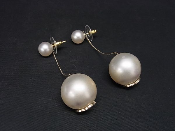 1円 ■美品■ CHANEL シャネル ココマーク パール ピアス アクセサリー レディース アイボリー系×ゴールド系 AW0877_画像1