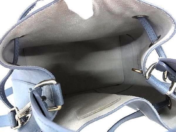 1円 ■美品■ FURLA フルラ ステイシー レザー 巾着型 クロスボディ 2WAY ハンドバッグ ショルダー 斜め掛け ブルーグレー系 AS9563_画像5