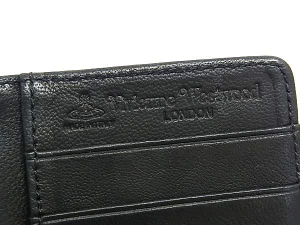 1円 ■美品■ Vivienne Westwood ヴィヴィアンウエストウッド オーブ レザー 二つ折り 長財布 ウォレット ブラック系 AV5477_画像6