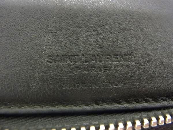 1円 SAINT LAURENT サンローラン クロコダイル型押しレザー ラウンドファスナー 長財布 ウォレット メンズ ダークブラウン系 CC1634_画像6