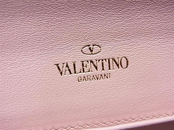 1円 ■美品■ VALENTINO GARAVANI ヴァレンティノ ガラヴァーニ ロックスタッズ レザー 二つ折り 長財布 ウォレット ピンク系 AV5864_画像7